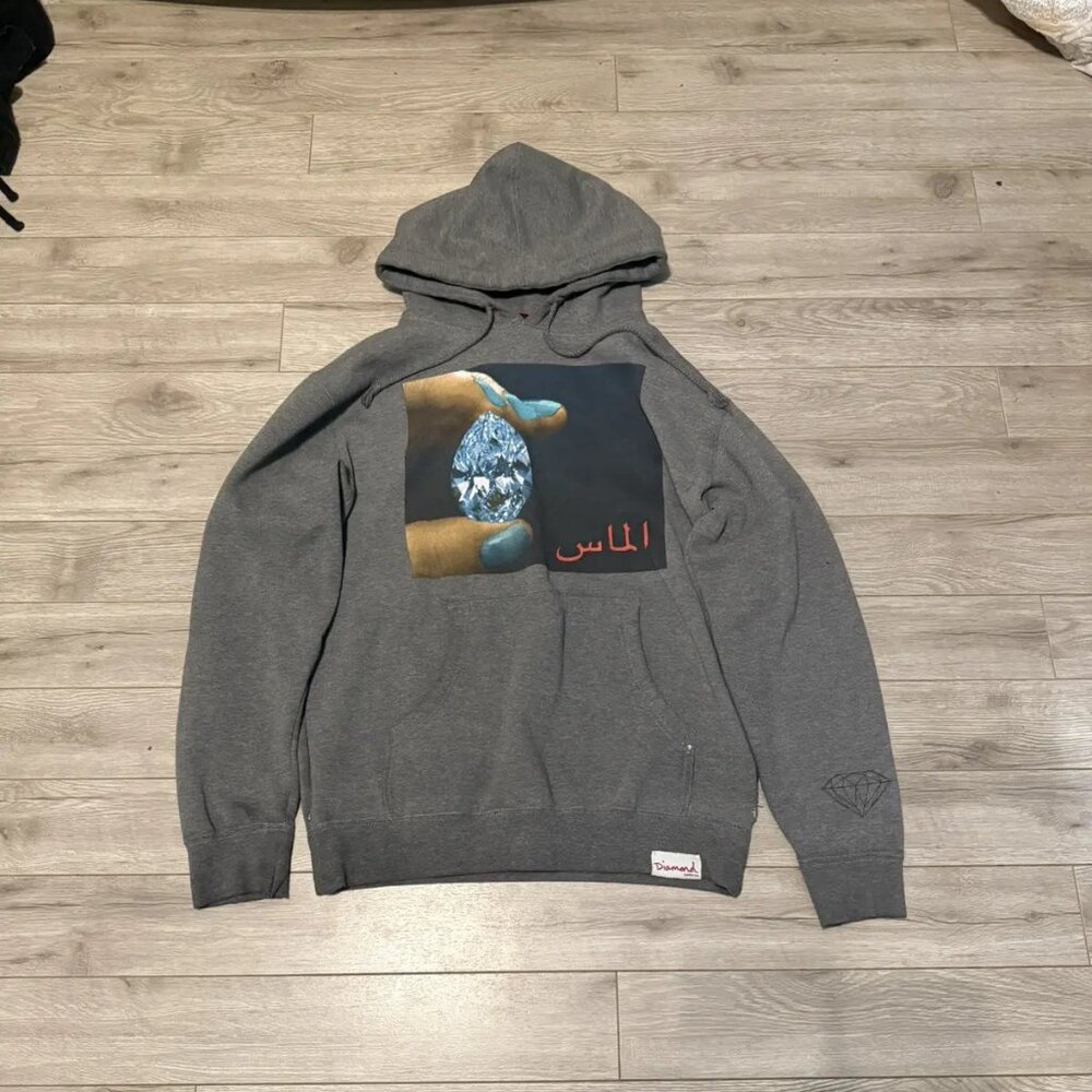 diamond supply dark grey arabic hoodie